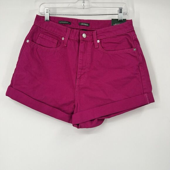 NWT Wild Fable Women's 10 Highest Rise Mom Jean Shorts Pink 100% Cotton - Picture 1 of 8